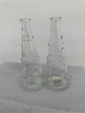 IKEA Emma Dafnas Design 7" Clear Glass Hobnail Flower Vase set of two